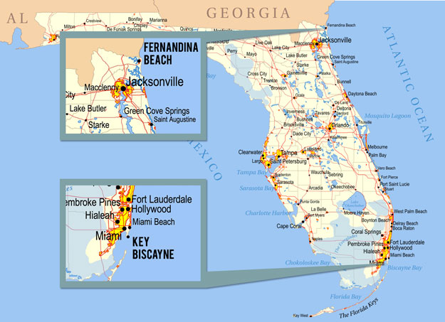 Map of Florida showing the boundaries for the Blacktip Challenge shark fishing tournament